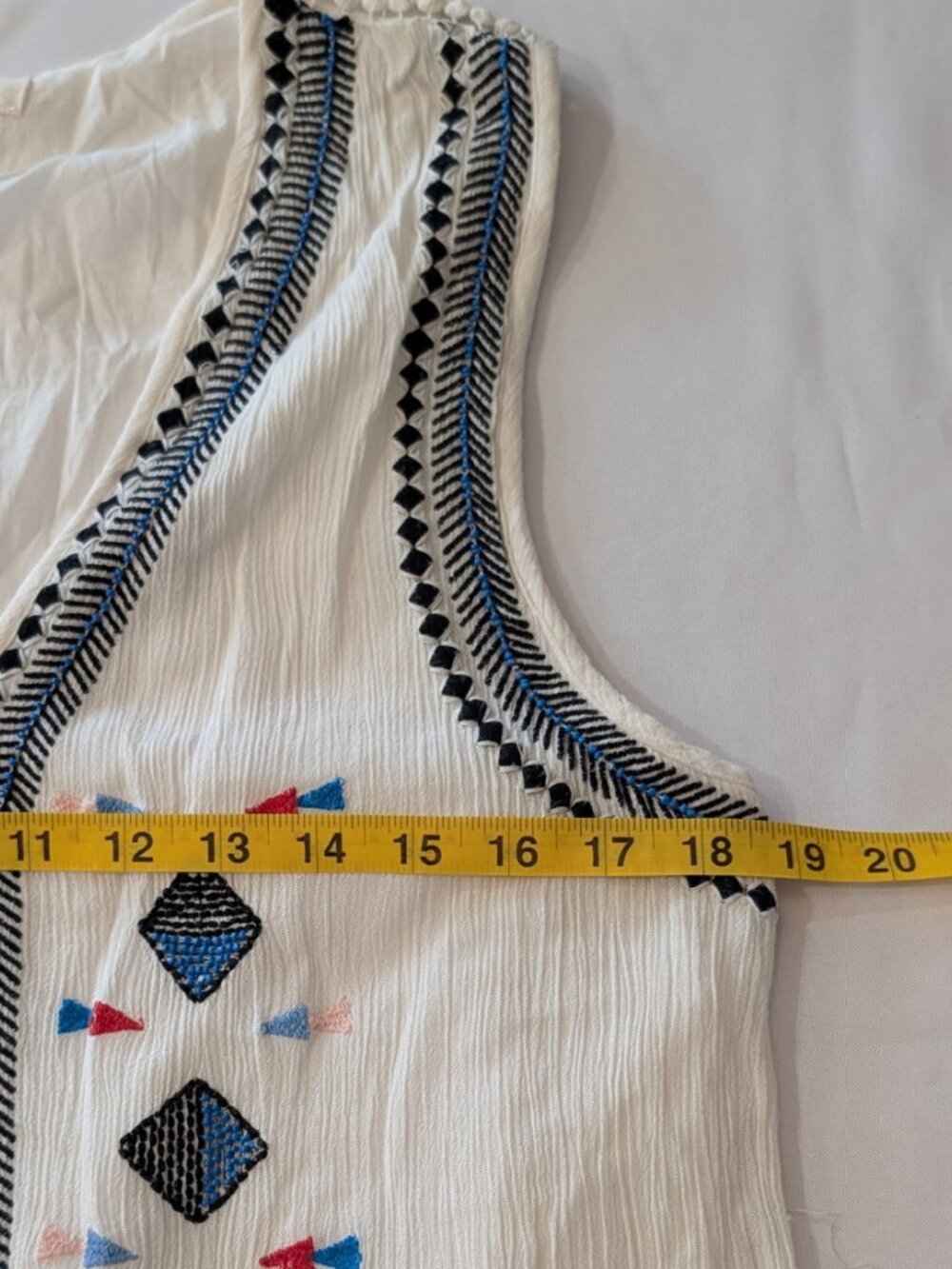 Rapsodia White Mini Dress Lined Embroidered Beaded Large Boho Festival Artisan - Picture 8 of 10
